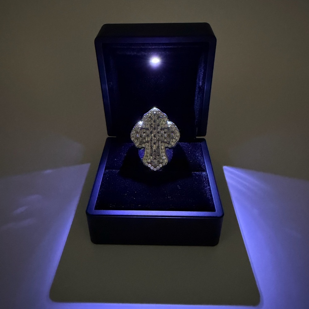 Iced Cross Statement Ring - Picture 9 of 9